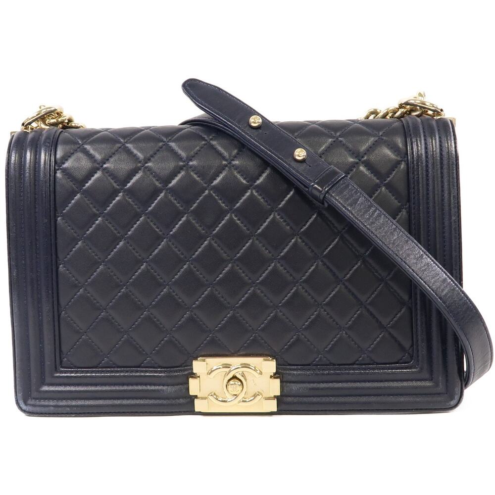 💎✨BEAUTIFUL✨💎Authentic CHANEL CC Boy Chain Shoulder Bag Dark Blue - Picture 4 of 16
